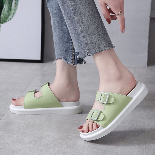 

flat shoes female womens slippers outdoor slides pantofle platform fashion loafers med 2020 soft summer rome rubber, Black