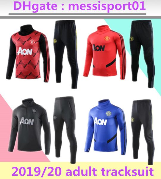 

19/20 manchester tracksuit training suit survetement veste set football utd training kit soccer chandal united 19 20 sweater suit, Black