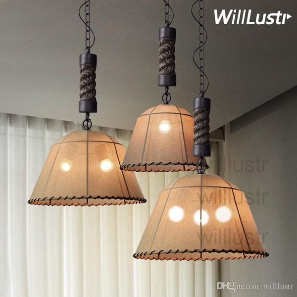 

willlustr linen cloth shade pendant lamp american country suspension light fabric lighting l restaurant cafe bar dining living room home