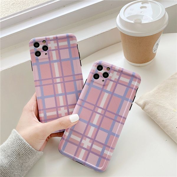 

slim fit imd pink plaid girly mobile phone case cover for iphone 11 pro max 7 8 plus x xr