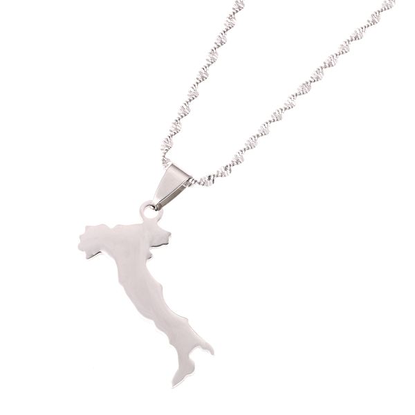 

stainless steel map of italy necklace pendant jewelry for italian, Silver