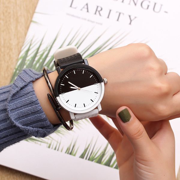 

women bracelet watch fashion simple ladies watches casual leather dress clock analog quartz wristwatch, Slivery;brown