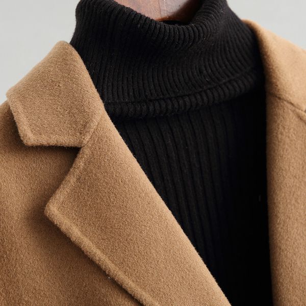 

abrigos de mujer invierno elegant wool coat women long slim fit trench coat female long jackets outwear lx2095, Black