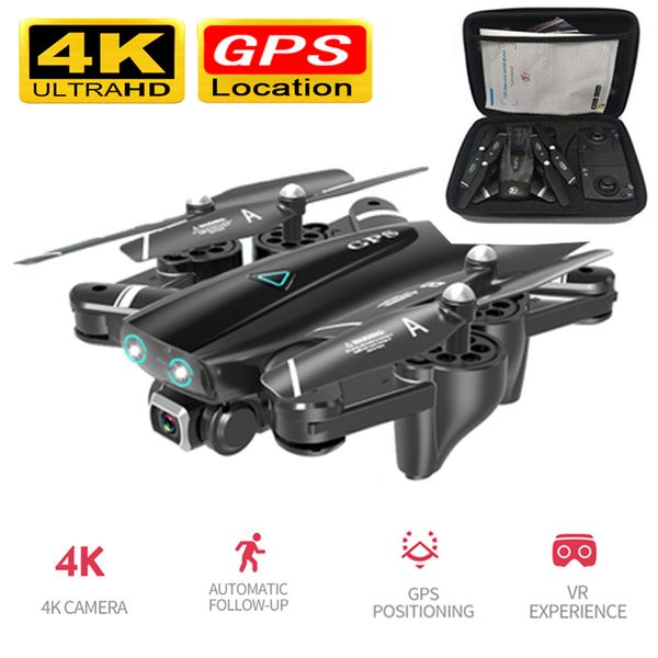 Foldable Drone with 4k Camera GPS RC helicopter Off-Point Flying Photos Video Drone with HD 4K WIFI FPV