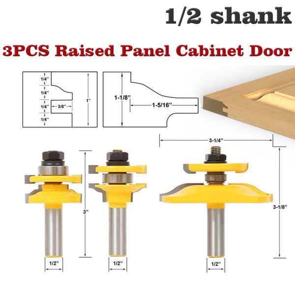 Grosshandel 3 Bit Angehobener Panel Cabinet Door Fraser Bit 1 2 Schaft Holzbearbeitung Cutter Zapfenschneider Fur Holzbearbeitungswerkzeuge Von