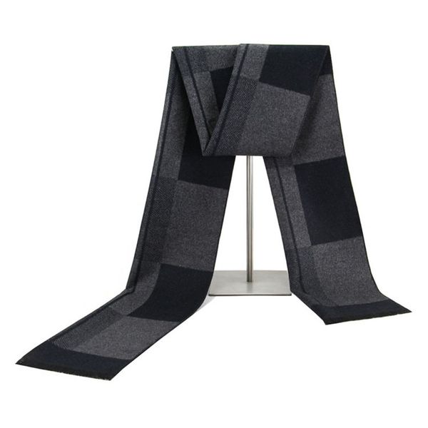 

easy matching long warm soft mens scarves cashmere imitation winter plaid men scarves shawl wraps 30*180cm gift to men, Black;gray