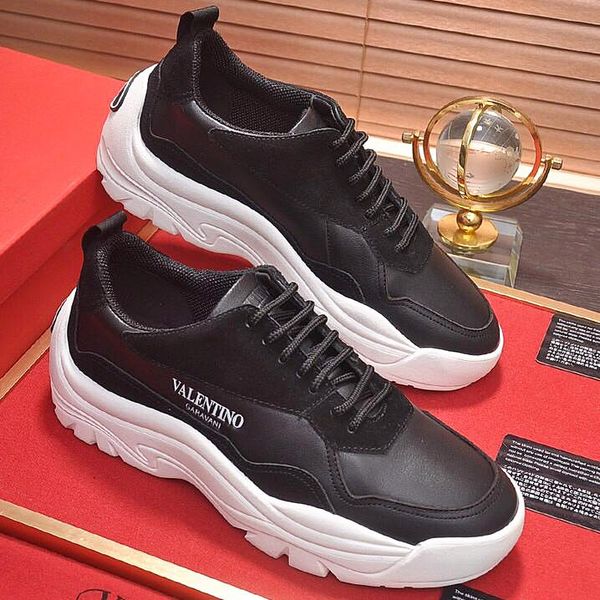 

2019 new mens casual shoes, leather sneakers, leather men's flat shoes with personalized fashion design, with microstandard wr, Black