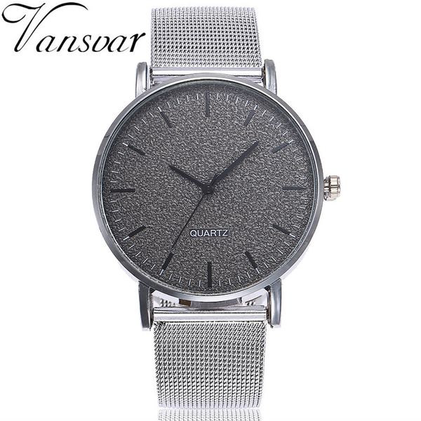 

vansvar montre femme women watches stainless steel mesh bracelet watch ladies quartz wristwatches clock hour gift #w, Slivery;brown