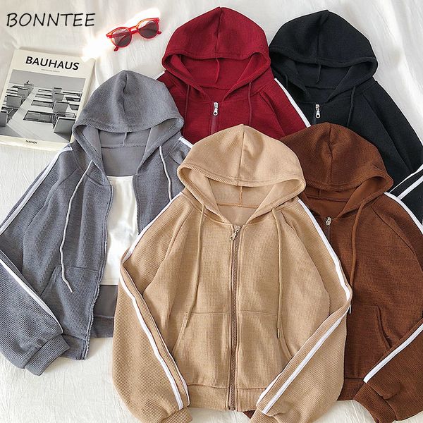 

women's hoodies & sweatshirts womens harajuku street style zip-up solid oversized hoodie women simple trendy daily leisure loose hooded, Black