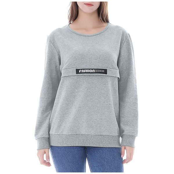 

pregnant woman breastfeeding overall clothes long sleeve zipper nursing sweatshirts solid multi-function lactation fleeces, White