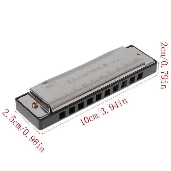 

10 holes key of c blues harmonica musical instrument educational toy with case