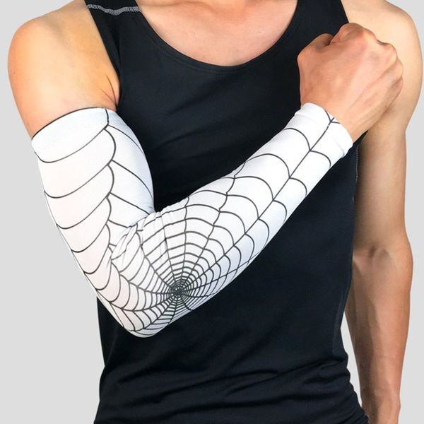 

professional spider web protective elbow sleeve anti-skid elbow warmers sleeves for outdoor sports running cycling, Black