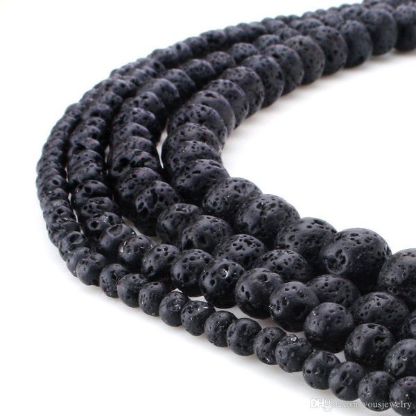 

природный камень черный лава бисер круглый gemstone loose бусы для diy браслет изготовление ювелирных изделий 1 strand 15 дюймов 4 6 8 10 мм, Black