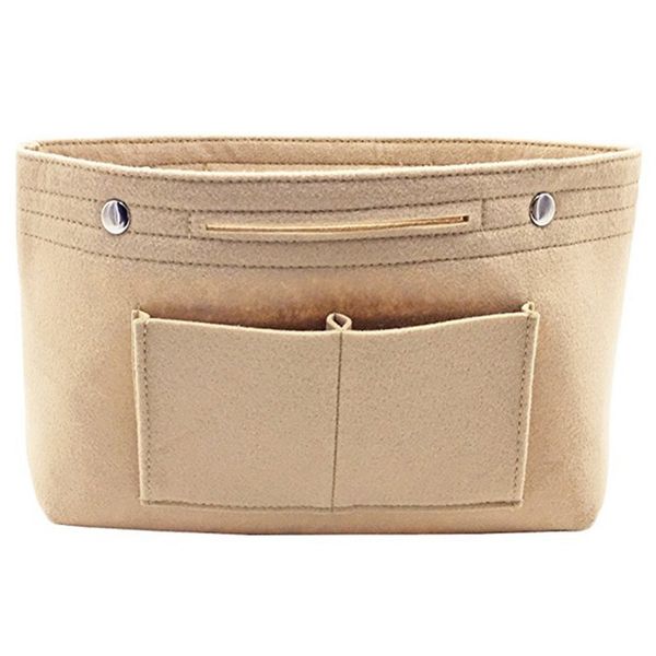 

women fashion felt cloth inner bag fits in insert handbag multi-pockets cosmetic bags storage personal belongings organizer