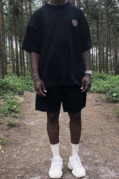 

summer mens t shirts no phone season5 calabasas badge wheat ear t-shirt loose fashion short sleeve casual crew neck, White;black