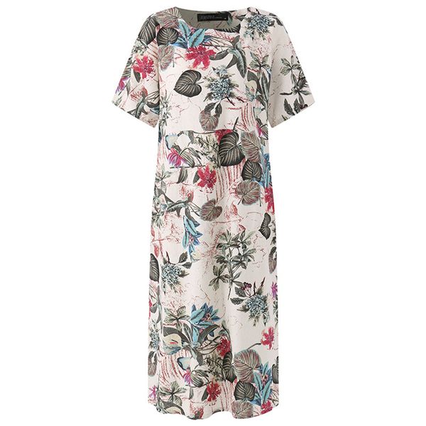 

Fashion Summer Women Dress Vintage Boho Floral Print Vestido Short Sleeve Maxi Dress Robe Femme Elbise Plus Size