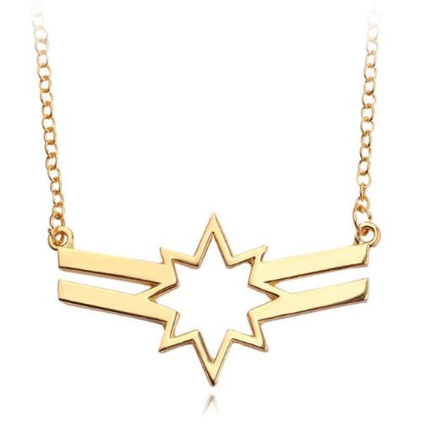 

avengers 4 captain marvel necklace rose gold color star pendant chain movie cosplay jewelry necklace women kolye bijoux, Silver