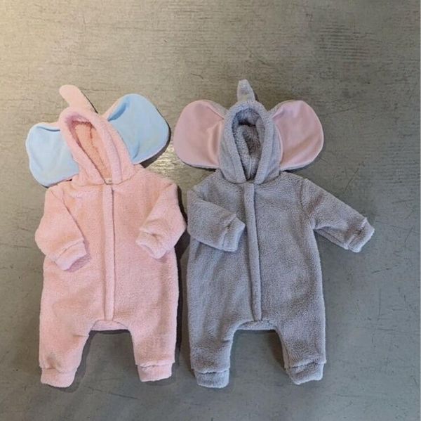 

2019 new baby girls boys fleece hooded romper fashion winter babys jumpsuit 6-24 month hh827, Blue