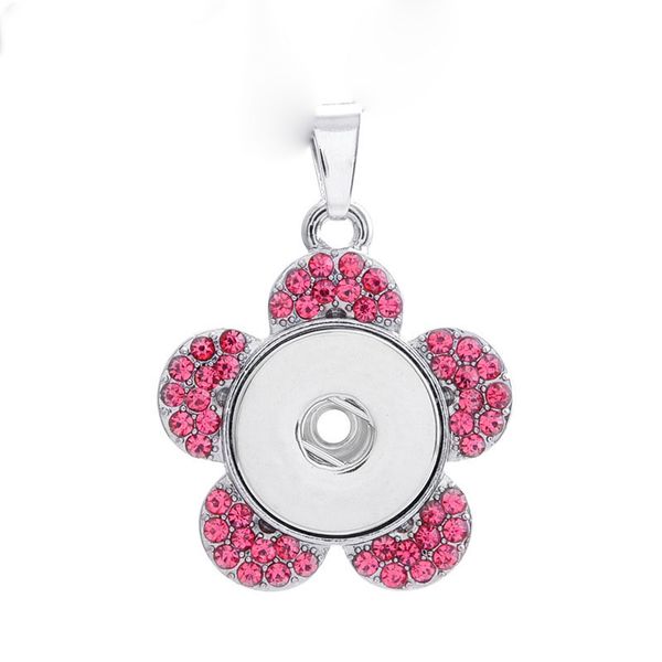 

fashion interchangeable metal flower love ginger crystal necklace 209 fit 18mm snap button pendant necklace charm jewelry for women gift, Silver