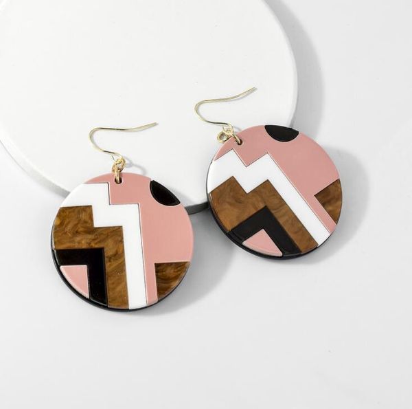 

fashion multi color acetate acrylic round earrings acrylic plate earrings, Silver