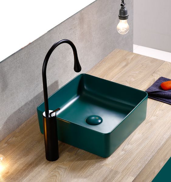 

Nordic Matte Yellow Washbasin Square Art Basin Ceramic Washbasin Above Counter Ceramic Gold Toilets Ez Shampoo Basin