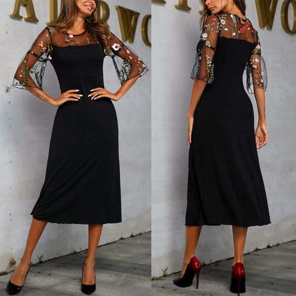 

us stock elegant fashion women neck dress evening party formal dress, Black;gray