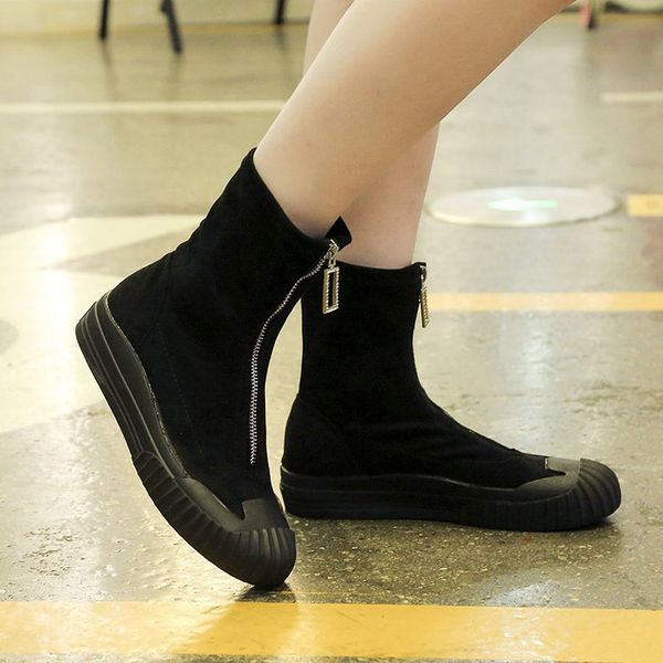 

women boots fashion boots pointed toe front zipper spring autumn ladies shoes, Black