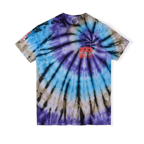 

20ss ins travis scott astroworld official souvenir tie dye tee skateboard mens designer t shirt women street casual tshirt, White;black