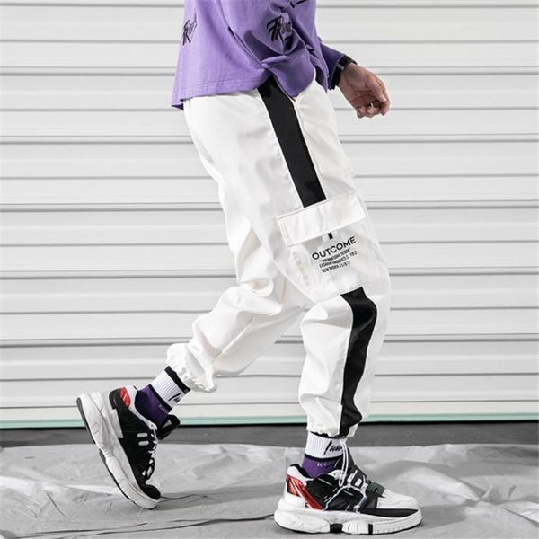 

striped patchwork harem pants mens 2019 hip hop printed color block casual joggers sweatpants trousers male streetwear, Black
