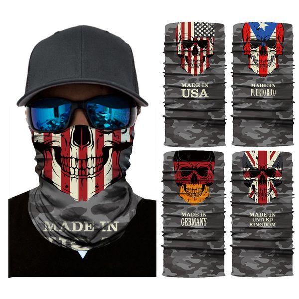 

camouflage national flag 3d joker skull seamless magic scarf neck gaiter face shield warmer outdoor cycling bandana headband, Black