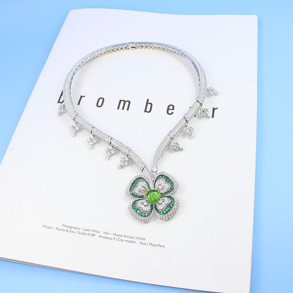

women necklace vintage bohemian style clover necklace women jewelry new year christmas party gift, Silver