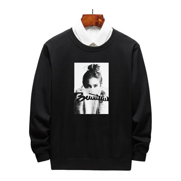 

casual men and women printed hoodie fashion luxury solid color sweatshirts for men women new long sleeve mens hoodies, Black