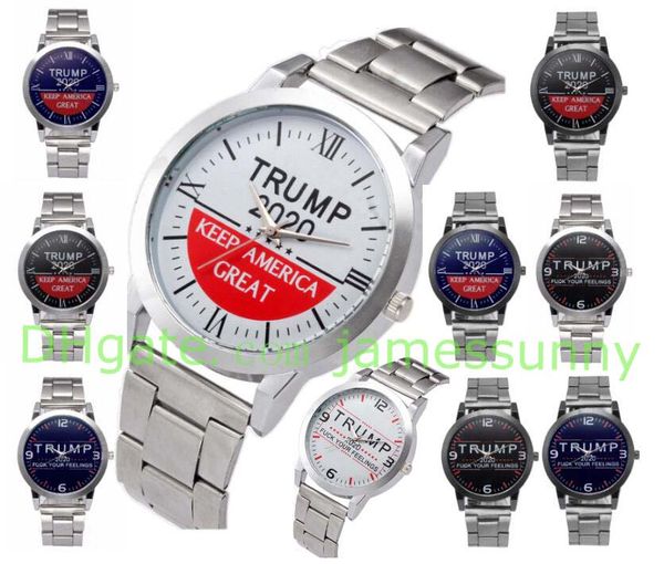 

10 types donald trump 2020 watches jake men's quartz wristwatches keep america great letter classic watch with metal strap, Slivery;brown
