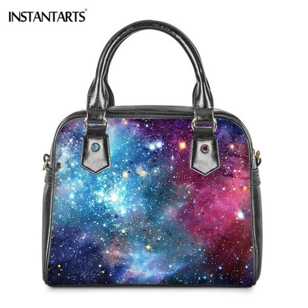 

instantarts women messenger bags galaxy space printed shoulder ladies bag travel beach shopping handle-bag for females