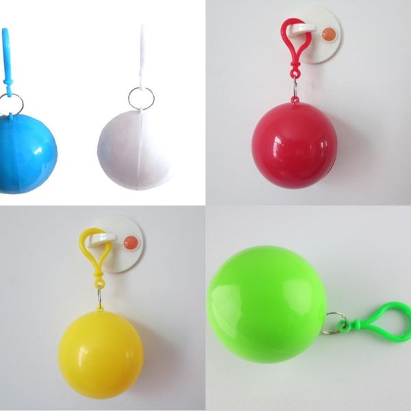 

spherical key chain cloak raincoat plastic ball key chain disposable poncho gift portable square cloak poncho, Red;brown