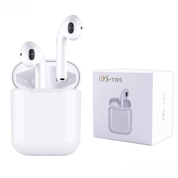 

i9s tws earphone headphone stereo tws earbuds for ios android phone with charging box wireless bluetooth headphone with package top