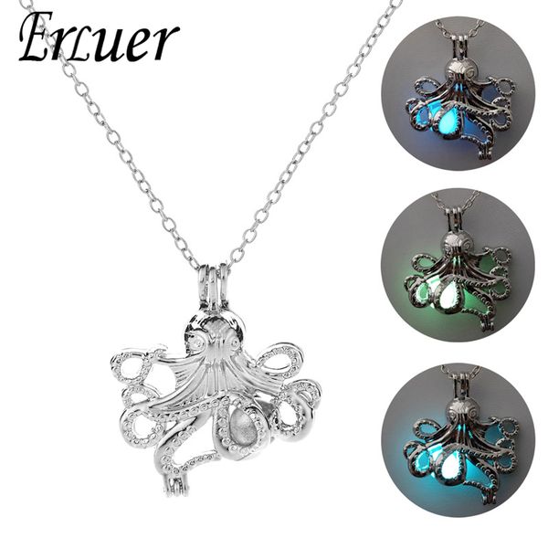 

erluer luminous necklace ocs pendant light stone glow in the dark necklaces & pendants christmas halloween gift men women, Silver