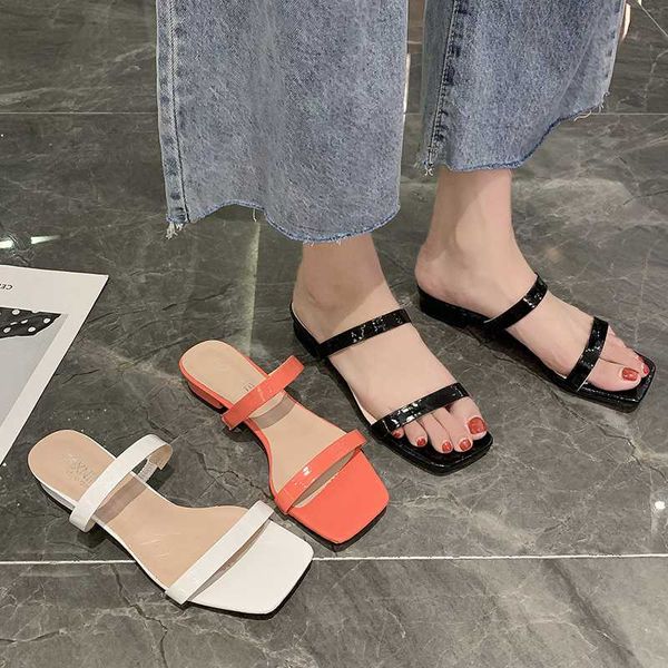 

shoes square heel slippers casual slides low summer woman slipers women block luxury soft beach 2020 hoof heels rome, Black