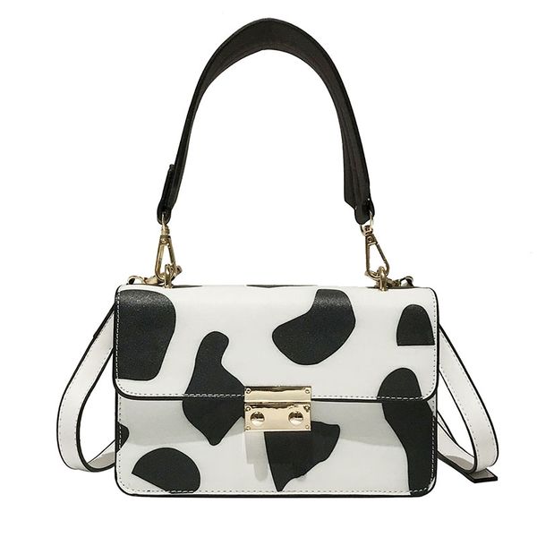 

2019 new shoulder portable diagonal bag fashion trend package cow pattern personality wild hit color handbag small square bag