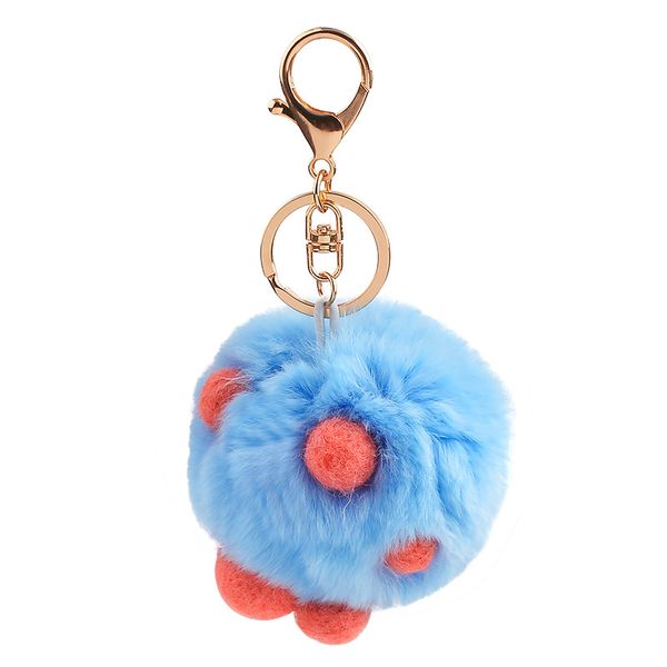 

cute pompom ball keychain pom pom key chain cat's leather key ring accessories jewelry special bag car pendant charm gift, Silver