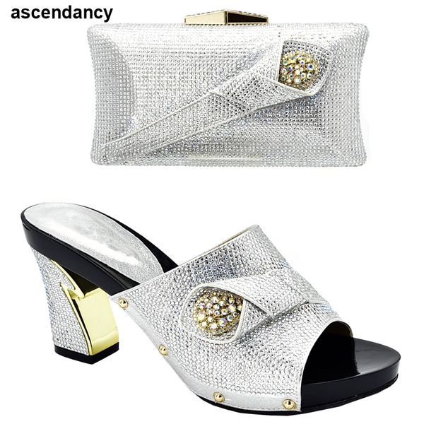 

new arrival african woman shoes and bag women shoes and bags to match set italy women shoes and bag slip on women party pumps, Black
