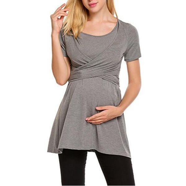 

ma'am o-neck short sleeve tee pregnancy t-shirt soft breastfeeding woman maternity summer clothing s//l/xl/2xl/3xl 8 colors, White