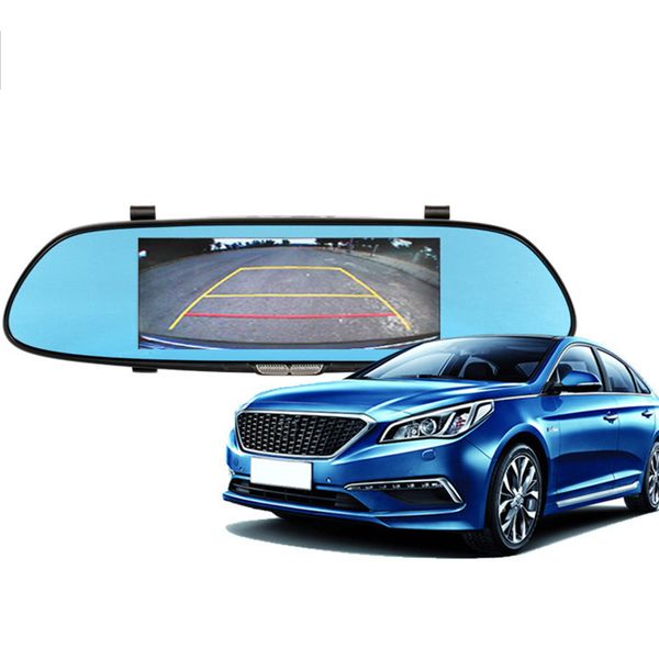 

full hd car dvr camera 7 inch car dvr dash cam front and rear mirror camera video recorder dual lens camcorder