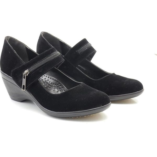 

lady 8001-1 nubuck low wedges casual women shoes lady, Black