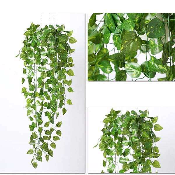 

artificial leaves plastic plant vine wall hanging garden living room club bar decorated fake leaves green plant wedding decor