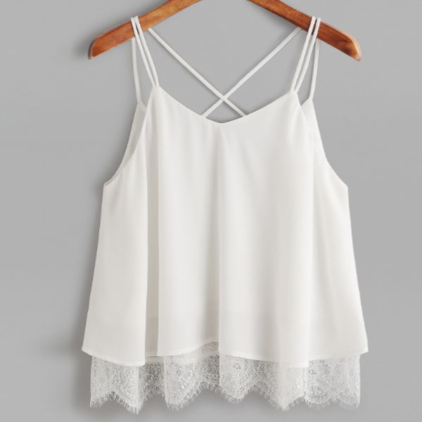 

tank summer fashion women ladies lace patchwork cami lace camisole vest t shirt tank vest summer fashion clothes, White