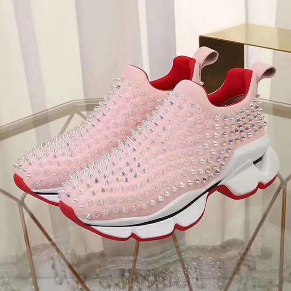 

high-end new rivet couple men and women shoes thick bottom shock absorption sports generous non-slip running training pedal shoes, Black