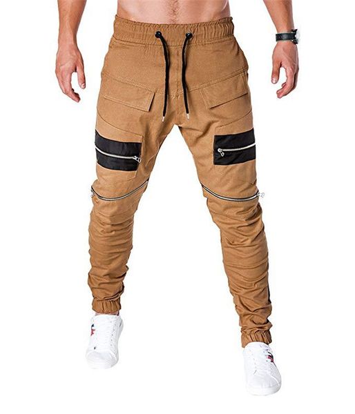 

designer mens pants fashion patchwork pencil pants casual mens loose trousers, Black