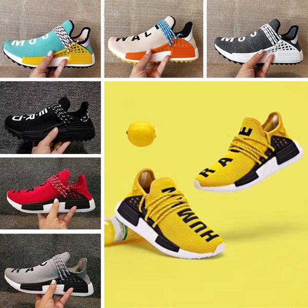 

мода человеческая раса фаррелл уильямс мужчины женщины кроссовки классический hu trail ботаник благородный чернила ядро черный желтый бегун