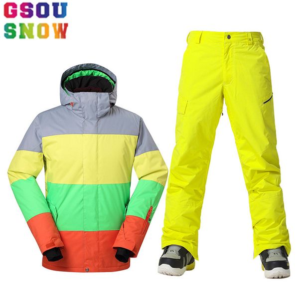 

gsou snow brand winter ski suit men ski jacket pants waterproof snowboard sets outdoor skiing snowboarding snow suit sport coat